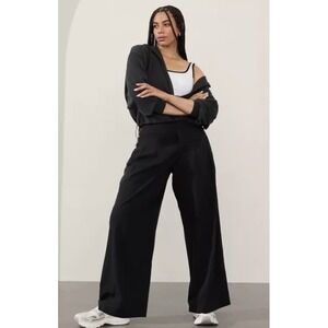 ATHLETA Brooklyn Heights High Rise Pleated Wide Leg Pant Sz 22 2X Black #533436